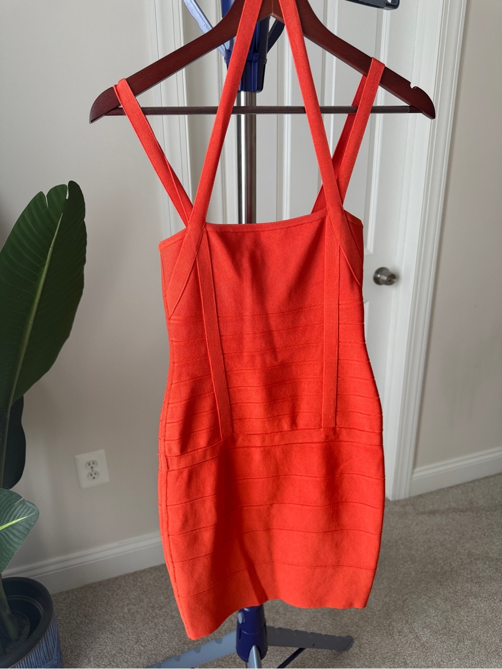Guess by Marciano Vibrant Coral Strappy Bodycon Mini Dress